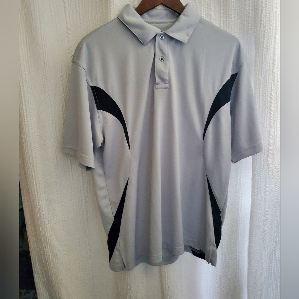 Men's Gray Polo Shirt with Black Accents